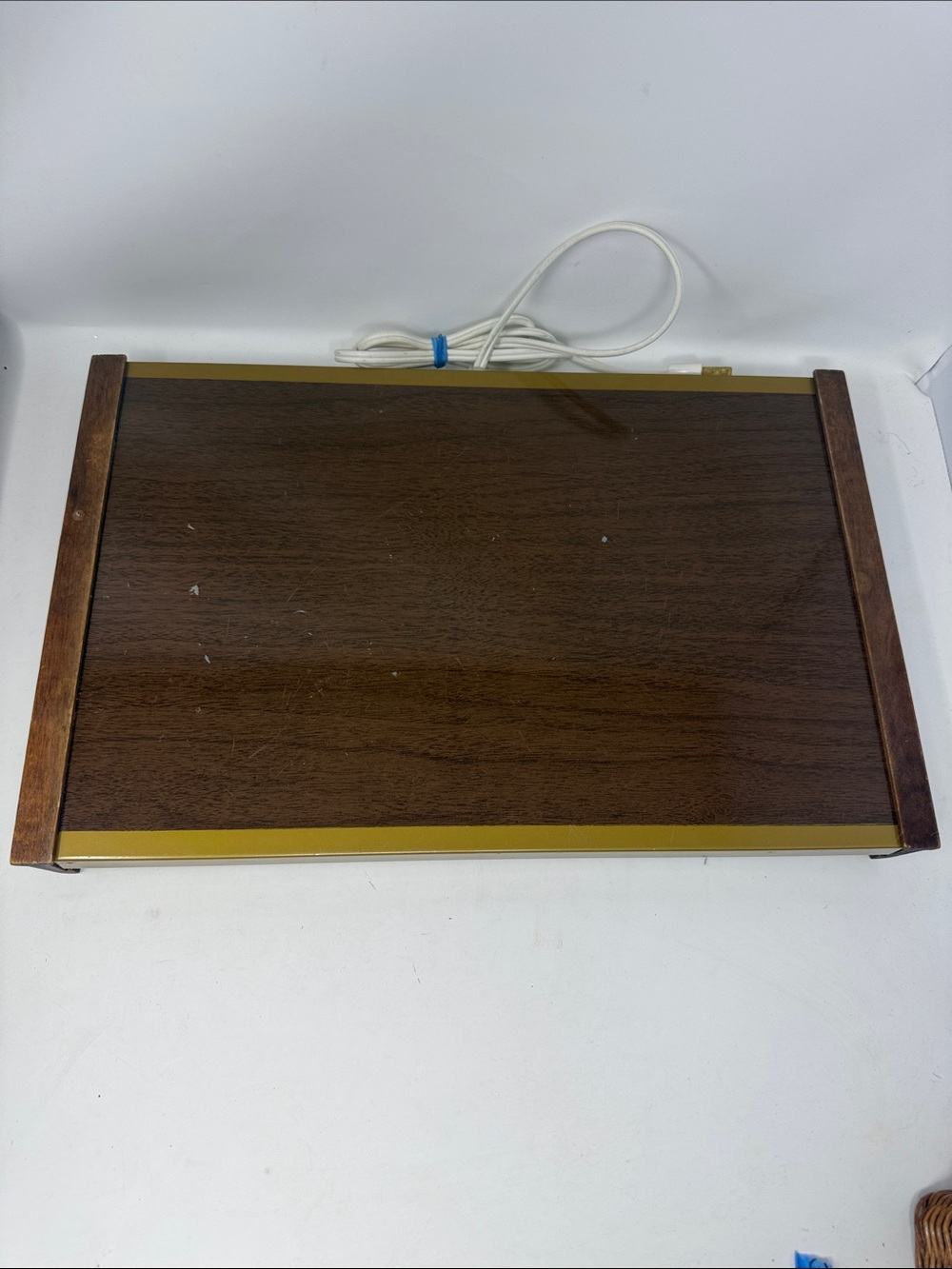 Vintage Warm-O-Tray Model 60 Electric 17" Warming Tray Woodgrain Portable Server